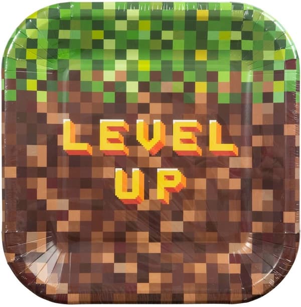 Papperstallrikar Pixel Level Up 8-p
