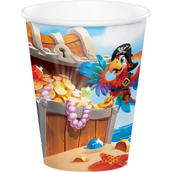 Creative Party Treasure Island Paper Pirate Party Cup (Pack of 8) Multicoloured One Size