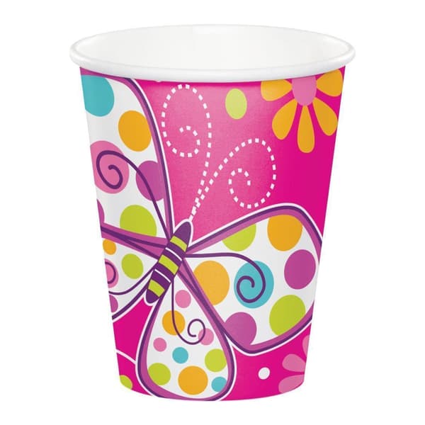 Creative Party Festmugg i papper med fjäril (8-pack) Pink/Multicoloured One Size