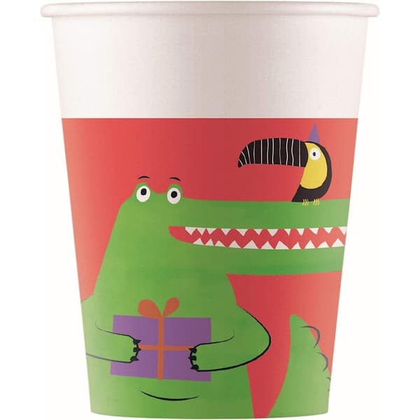 Paper Crocodile Party Cup (Pack of 8) White/Red/Green One Size