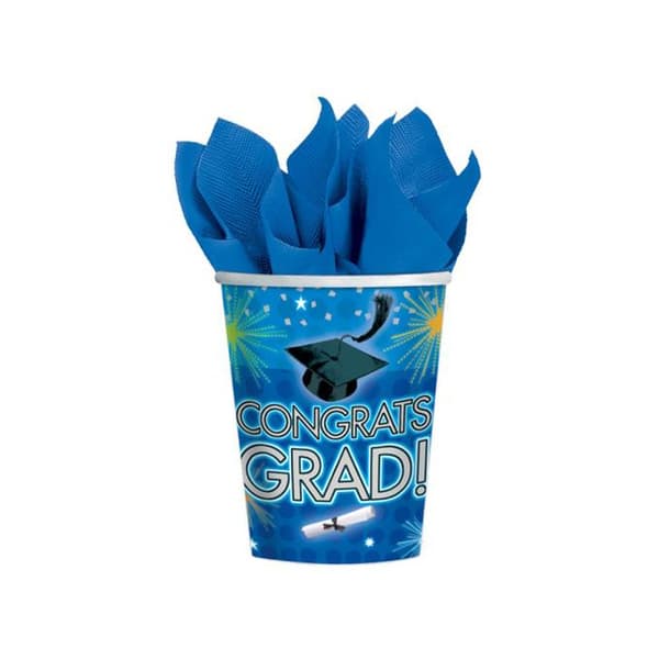 Mugg för gratulationer till examen i papper (8-pack) Blue One Size