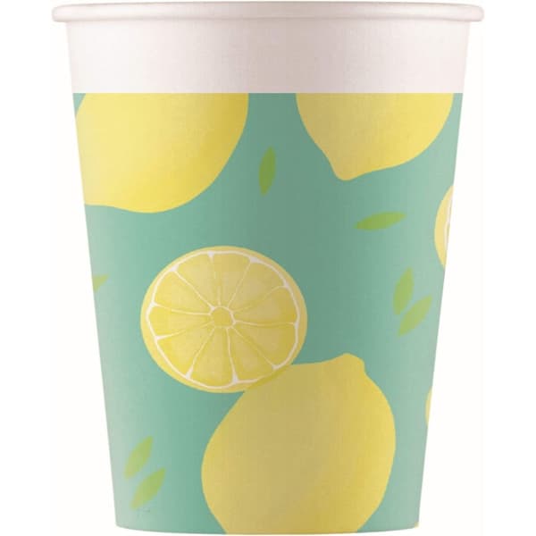 Procos Paper Lemon Party Cup (Pack of 8) Green/Yellow/White One Size