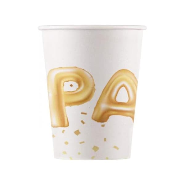 Procos Festkop i papir (pakke med 8 stk.) White/Gold One Size