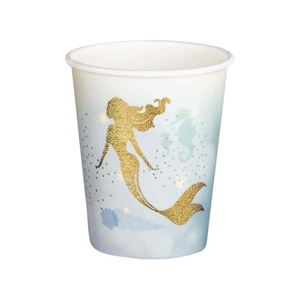 Boland Lagoon Paper Mermaid Party Cup (Pack of 6) White/Blue/Gold One Size