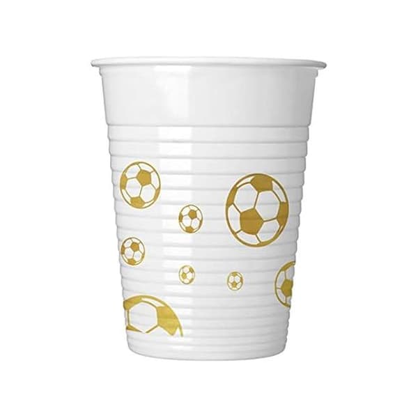 Procos Plastic Football Party Cup (Pack of 8) Gold/White One Size