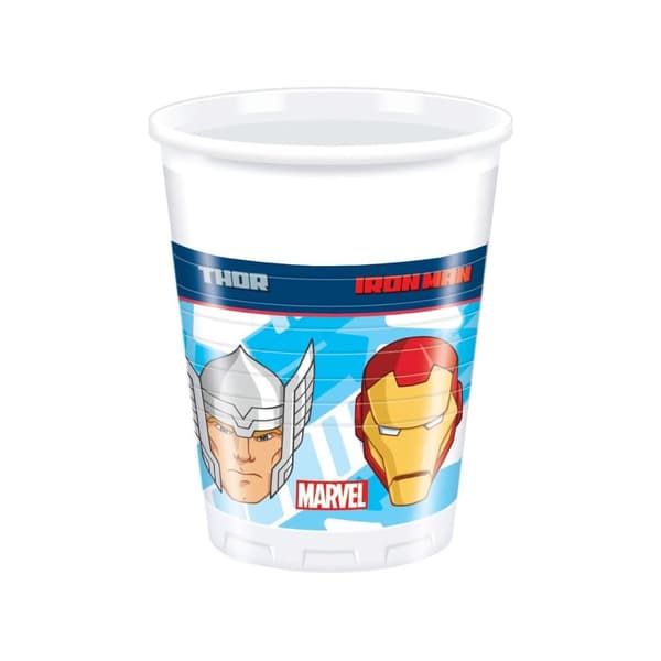 Marvel Avengers Plastic 200ml Party Cup (Pack of 8) Blue/Red/Silver One Size