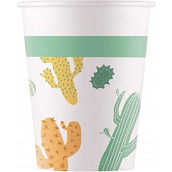 Procos Paper Cactus Party Cup (Pack of 8) White/Green/Yellow One Size