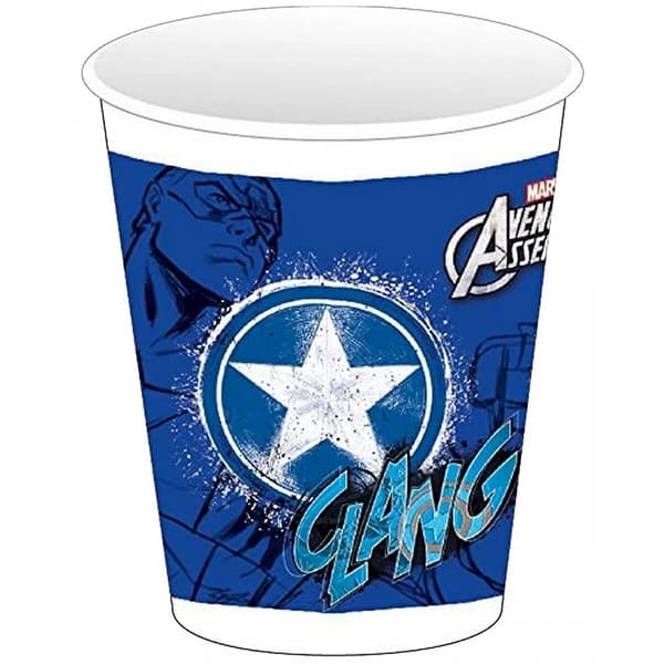 Avengers Assemble Plastic Captain America 200ml Party Cup (Pack of 8) Blue/White One Size