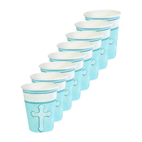 Paper Radiant Cross Party Cup (Pack of 8) Blue/White One Size