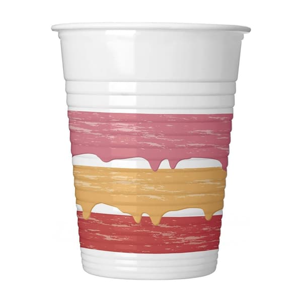 Procos Plastic Painted Effect Birthday Party Cup (Pack of 8) Multicoloured One Size
