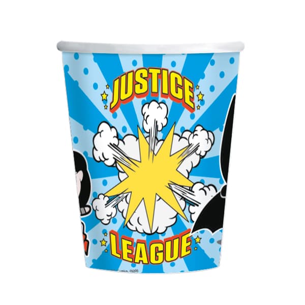 Justice League Festkop i papir (pakke med 8 stk.)
