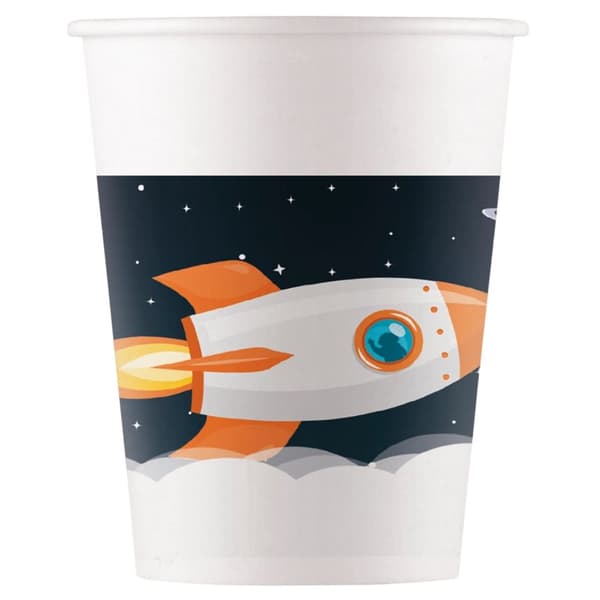 Procos Featuring An Astronaut Party Cup (Pack of 8) White/Black One Size