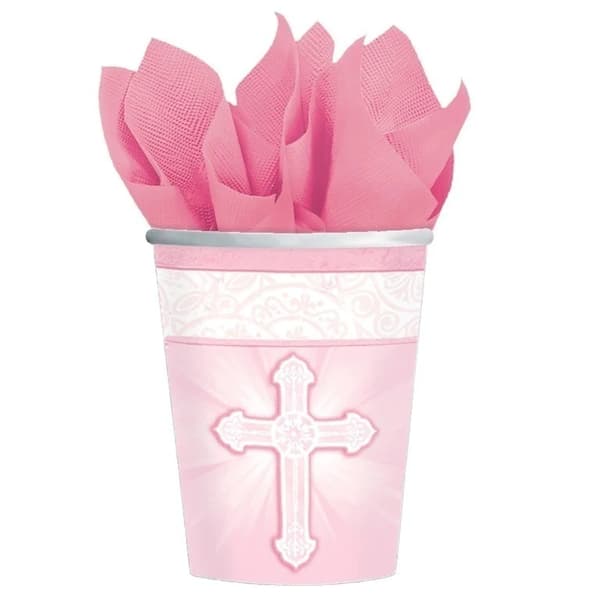 Amscan Radiant Cross nattvardsmugg för engångsbruk (8-pack) Pink/White One Size