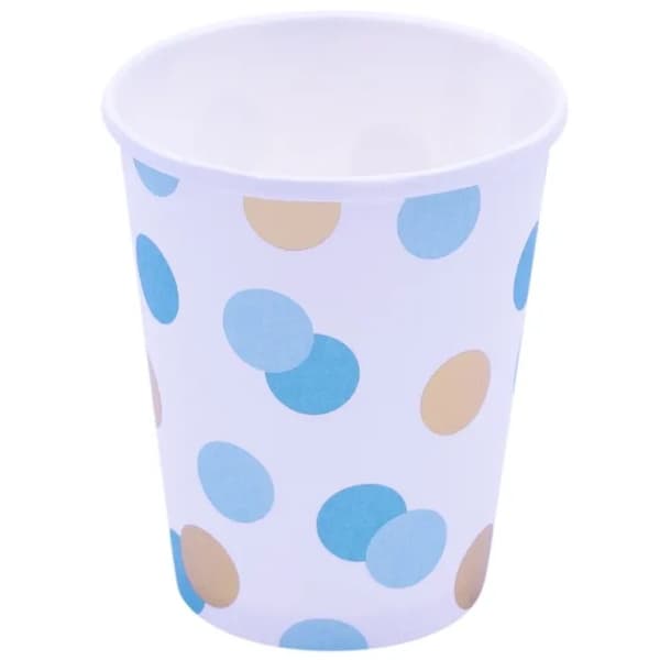 Qualatex Paper Dotted 250ml Party Cup (Pack of 8) Blue/Gold/White One Size