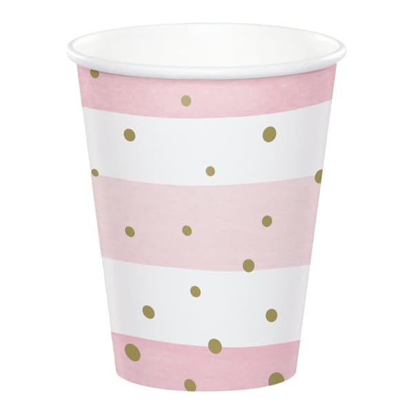 Creative Party Paper Baby Shower Disposable Cup (Pack of 8) White/Pink/Gold One Size