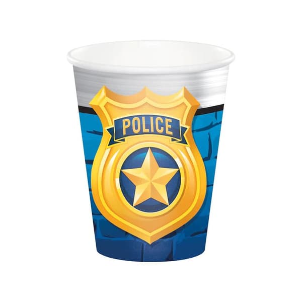 Creative Party Paper Police Department Badge Party Cup (Pack of 8) Blue/White/Gold One Size