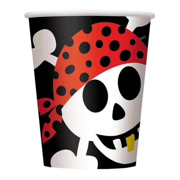 Unique Party Pirate Fun Party Cup (Pack of 8) Black/White/Red One Size
