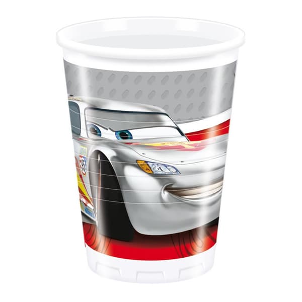 Cars Plastic Lightning McQueen Disposable Cup (Pack of 8) Silver/Red One Size
