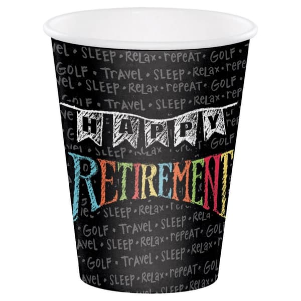 Creative Party Paper Retirement Disposable Cup (Pack of 8) Multicoloured One Size