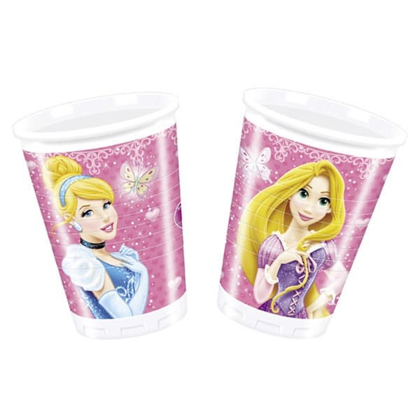 Disney Princess Glamour partybägare i plast (8-pack)