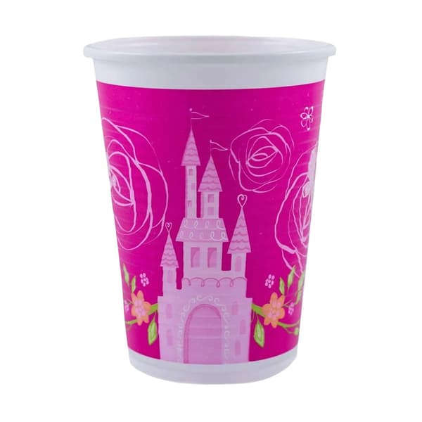 Disney Princess Plastic Castle Party Cup (Pack of 8) Pink/White One Size
