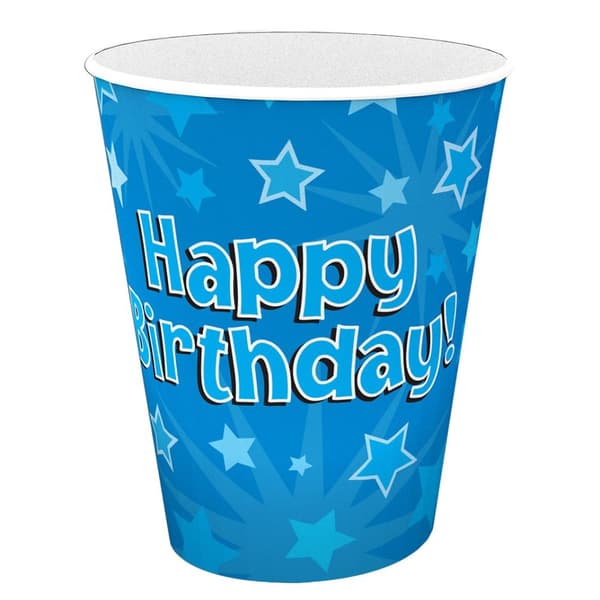 Oaktree Paper Stars Happy Birthday Party Cup (Pack of 8) Blue One Size