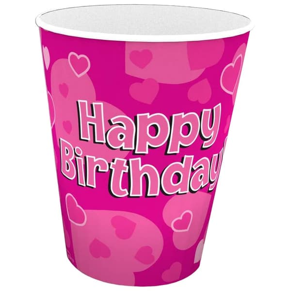 Oaktree Pappershjärtan Happy Birthday Engångsmugg (8-pack) Pink One Size