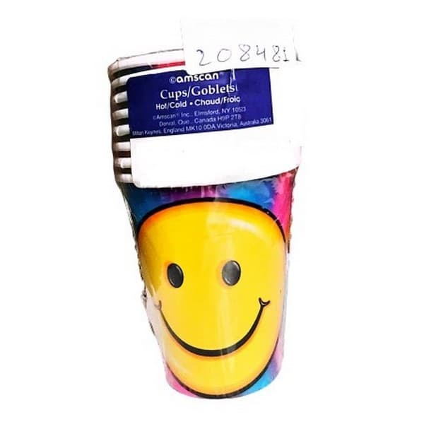 Amscan Keep On Smiling Party Cup (Pack of 8) Yellow/Blue/Pink One Size