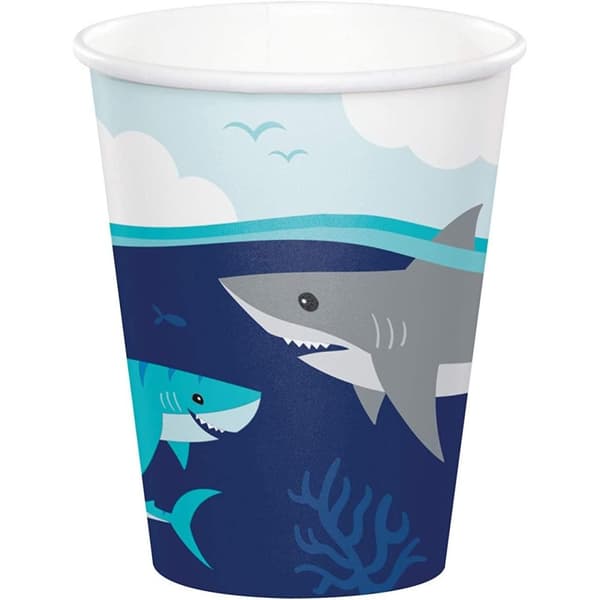 Creative Party Paper Shark Party Cup (Pack of 8) Blue/Grey/White One Size