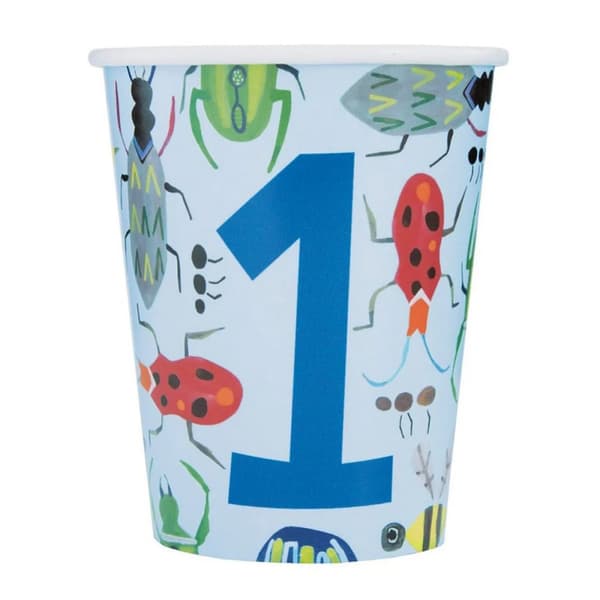 Unique Party Paper Bug 1st Birthday Party Cup (Förpackning med 8 st) Blue One Size