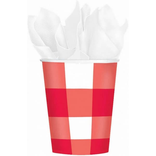 Amscan Paper Checked Party Cup (Pack of 8) Red/Orange/White One Size