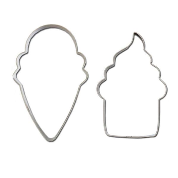 Herorange Stainless Steel Cupcake & Ice Cream Cookie Cutter (Pack of 2) Silver One Size