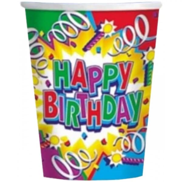 Paper Explosion Happy Birthday Party Cup (Pack of 8) Multicoloured One Size