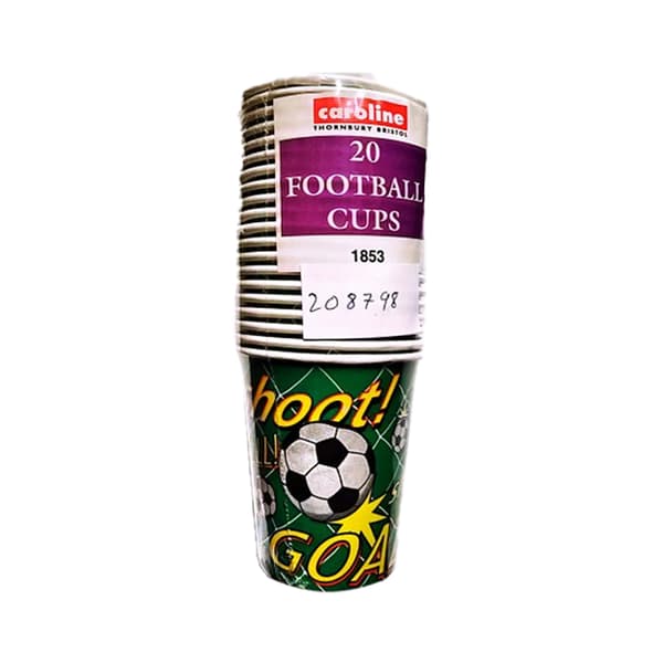 Caroline Football Party Cup (Pack of 20) Green/White/Yellow One Size