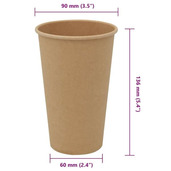 vidaXL Papir kaffekopper 1000 stk 16oz 400 ml brun