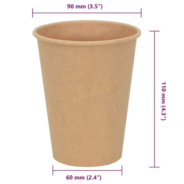vidaXL kaffekopper af papir 1000 stk. 12oz 300ml brun