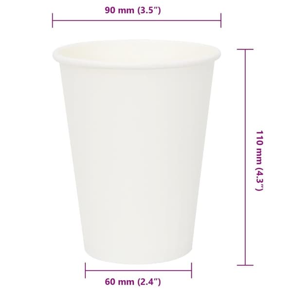 vidaXL kaffekopper af papir 1000 stk. 12oz 300ml hvid