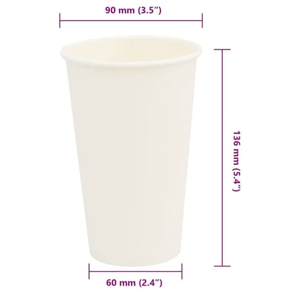 vidaXL Kaffekoppar i papper 1000 st 16oz 400ml vit