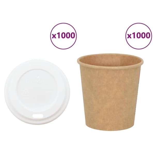 vidaXL kaffekopper af papir med låg 1000 stk. 4oz 100ml