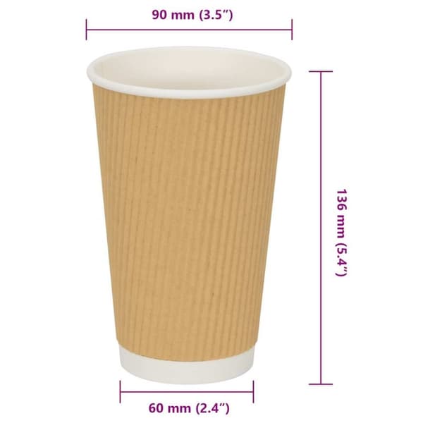 vidaXL Kaffekoppar i papper 500 st 16oz 400ml brun