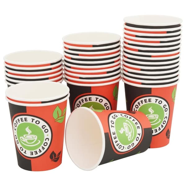vidaXL kaffekopper af papir med låg 1000 stk. 8oz 240ml
