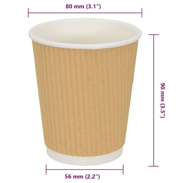 vidaXL Papir kaffekopper 500 stk 8oz 200 ml brun