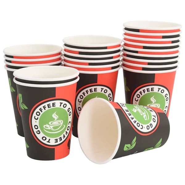 vidaXL Kaffekoppar i papper 1000 st 12oz 300ml röd och svart