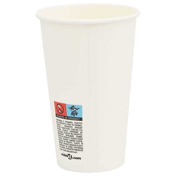 vidaXL Papir kaffekopper med lokk 1000 stk 16oz 400 ml