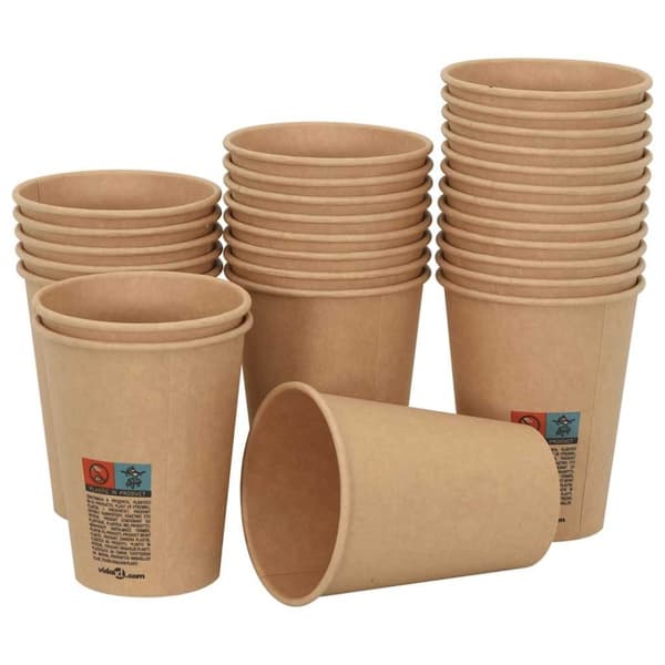 vidaXL Papir kaffekopper med lokk 1000 stk 12oz 300 ml