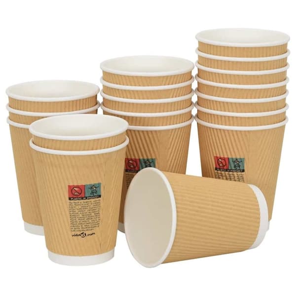 vidaXL Papir kaffekopper med lokk 1000 stk 12oz 300 ml