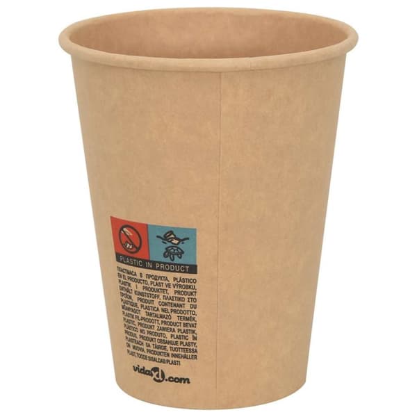 vidaXL kaffekopper af papir med låg 1000 stk. 12oz 300ml