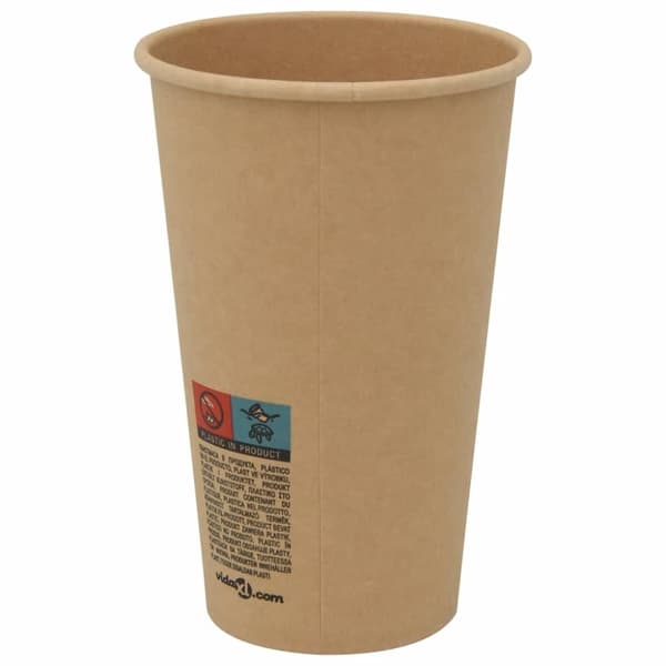 vidaXL kaffekopper af papir med låg 1000 stk. 16oz 400ml
