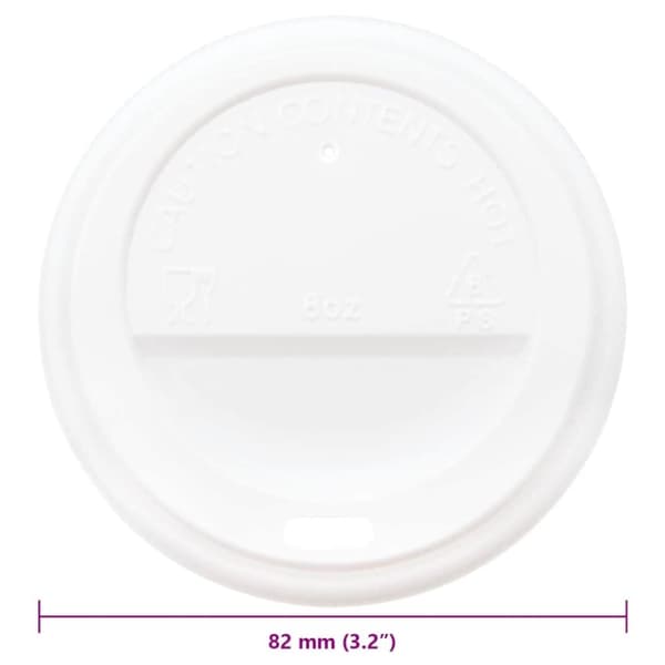 vidaXL Paperiset kahvikuppikannet Ø80 mm 8oz 1000 kpl Valkoinen muovi