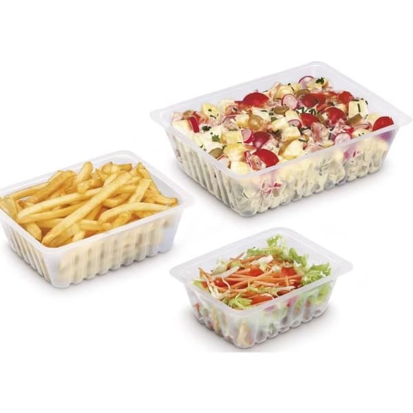 GUILLIN - CAISSIPACK PÅSE MED 250 Delikatessbricka 1500cc, polystyren, transparent, 20,2 x 15,2 x 6,2 cm -